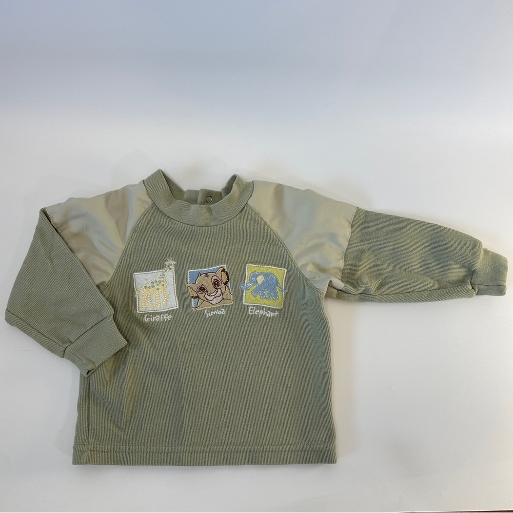 Vintage The Lion King Simba Baby Animal Long Sleeve Green‎ Shirt 18M